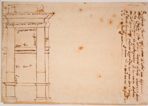 Elevazione laterale della tomba di Giulio II, memento autografo da Michelangelo Buonarroti