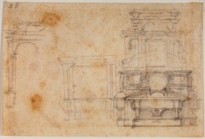 Studi da monumenti tombali per la Sagrestia Nuova da Michelangelo Buonarroti