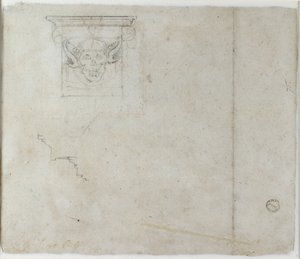 Studi di dettagli architettonici e una maschera grottesca, c1490-1560 da Michelangelo Buonarroti