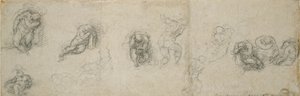 Studi di un apostolo dormiente e altre figure, XVI secolo da Michelangelo Buonarroti