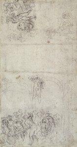 Studio per Il Giudizio Universale (penna e matita su carta) (verso) da Michelangelo Buonarroti