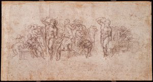 Studio di figure per una scena narrativa (recto)