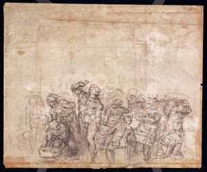 Studio di figure per una scena narrativa (verso) da Michelangelo Buonarroti