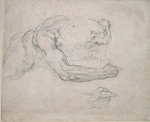 Studio di un uomo che si alza da terra da Michelangelo Buonarroti
