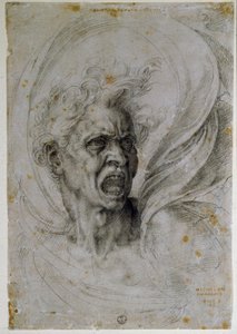 Studio della testa di un uomo che urla. Disegno di Michelangelo Buonarroti noto come Michelangelo (1475-1564). Firenze, Museo degli Uffizi da Michelangelo Buonarroti