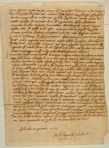 Tabernacolo con nicchia, lettera di Michelangelo a Piero Gondi