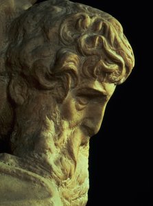 Il Genio della Vittoria di Michelangelo Buonarroti 1475-1564, dettaglio di una testa non finita, 1527-28