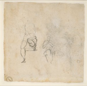 Due schizzi molto leggeri di figure sedute, c1490-1560 da Michelangelo Buonarroti
