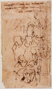 Schizzo non identificato e iscrizione manoscritta da Michelangelo Buonarroti