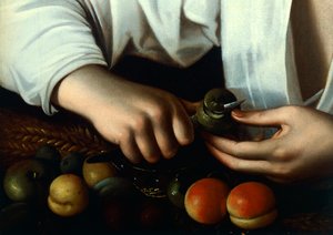 Ragazzo che sbuccia frutta (dettaglio)