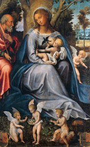 Riposo in Egitto, pannello centrale del Trittico della Consolazione, attribuito a Michele Cavaro (1517-1584) da Michele (attr.) Cavaro