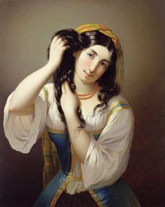 Una siciliana che gioca con i suoi capelli da Michele Cusa