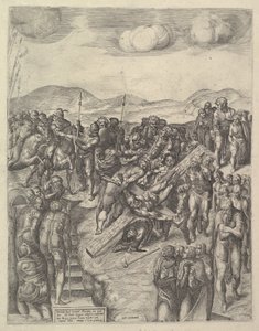 La crocifissione di San Pietro, dopo gli affreschi di Michelangelo nella Cappella Paolina, ca. 1550-60 da Michele Lucchese