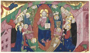 Frammento di una iniziale istoriata da un libro corale: Cristo in maestà da Michelino Molinari da Besozzo