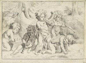 Cinque bambini che suonano da Michiel Frans van der Voort
