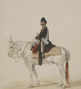 Ritratto equestre di Naser al-Din Shah Qajar 1831-1896, 1873 da Mihaly von Zichy