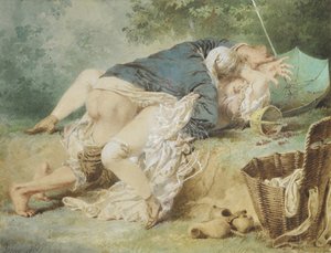 Amanti in un parco, 1865 da Mihaly von Zichy