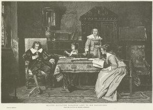 John Milton che detta il Paradiso Perduto alle sue figlie da Mihály Munkácsy