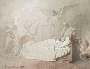 Alessandro III sul letto di morte circondato da angeli