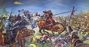 La battaglia di Bannockburn (litografia a colori) da Mike (20th century) White