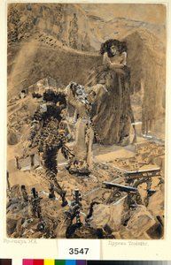La danza di Tamara - Illustrazione del poema "Il Demone" di Mikhail Lermontov da Mikhail Aleksandrovich Vrubel