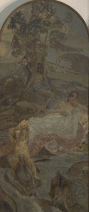 Venere, Amore e Paride, pannello centrale del trittico Il Giudizio di Paride da Mikhail Aleksandrovich Vrubel