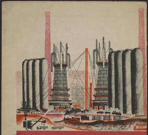 Illustrazione per il libro per bambini "Combinat metallurgico Kuznets: un gigante socialista"