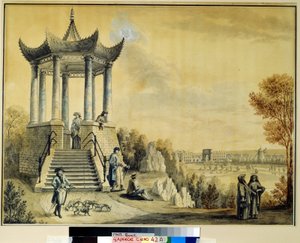 Il padiglione Grand Caprice nel parco Caterina a Tsarskoe Selo da Mikhail Matveevich Ivanov