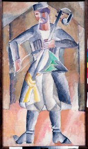 Musicista - Ritratto di un musicista in abito tradizionale con il suo strumento da Mikhail Vasilevich Le Dantu