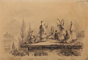Donne georgiane sul tetto Lezghinka, 1837 da Mikhail Yuryevich Lermontov