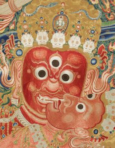 Dettaglio di Thangka di seta imperiale ricamata da Ming Dynasty Chinese School