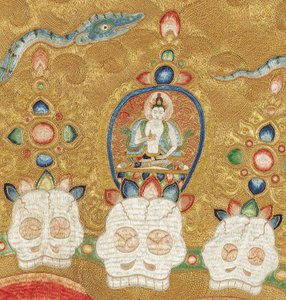 Dettaglio di Thangka imperiale ricamato in seta