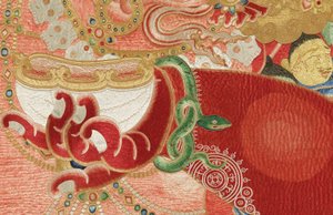 Dettaglio di Thangka imperiale ricamata in seta