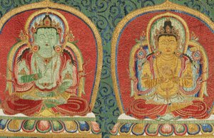 Dettaglio di Thangka imperiale ricamata in seta