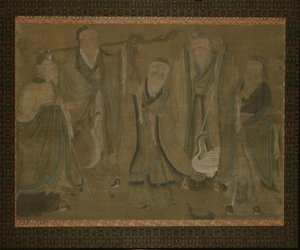 Cinque saggi, 15°-inizio 16° secolo da Ming Dynasty Chinese School