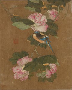 Dieci immagini di uccelli e fiori