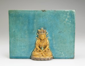 Piastrella con figura del Buddha Amitabha