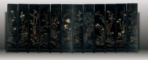 Schermo coromandel a dodici pannelli, Weiping da Ming Dynasty Chinese School