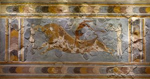 (dettaglio) del Affresco del Salto del Toro. Trovato a Knossos da Minoan