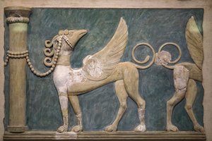 Affresco di grifoni in rilievo. Palazzo di Cnosso da Minoan