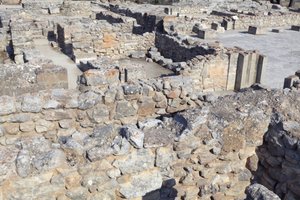 Sito archeologico minoico di Festo. Complesso nord-est. Queste stanze erano utilizzate per conservare preziosi vasi rituali. Il famoso 