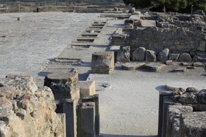 Sito archeologico minoico di Festo. Vista generale dei santuari dell