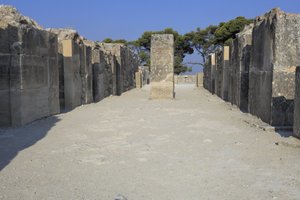 Sito archeologico minoico di Festo. I magazzini occidentali. Grande complesso dei magazzini del palazzo. Consiste nell