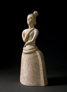 Arte minoica: figurina in terracotta di donna in atteggiamento di adorazione da Minoan