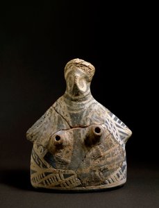 Arte minoica: vaso in terracotta a forma di donna dalla necropoli di Mallia a Creta da Minoan