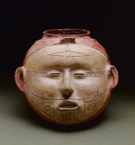 Vaso effigie umana, periodo tardo mississippiano, 1300-1500 (ceramica) da Mississippian culture