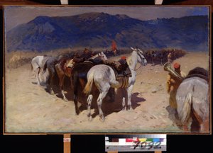 La pausa della cavalleria, il 29º reggimento di cavalleria a Bukhara da Mitrofan Borisovic Grekov