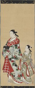 Yujo e la sua apprendista kamuro, periodo Edo, 1615-1868 da Miyagawa Choki