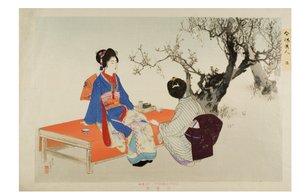 Guardando i fiori di prugna dalla serie Bellezze Moderne da Mizuno Toshikata