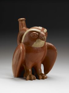 Vaso a forma di falco, 200-450 d.C. (terracotta con ingobbio) da Moche Moche